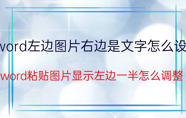 word左边图片右边是文字怎么设置 word粘贴图片显示左边一半怎么调整？